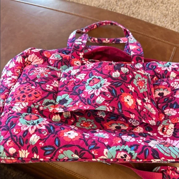 Vera Bradley Vibrant Pink and Purple Floral Travel Bag - Picture 4 of 5